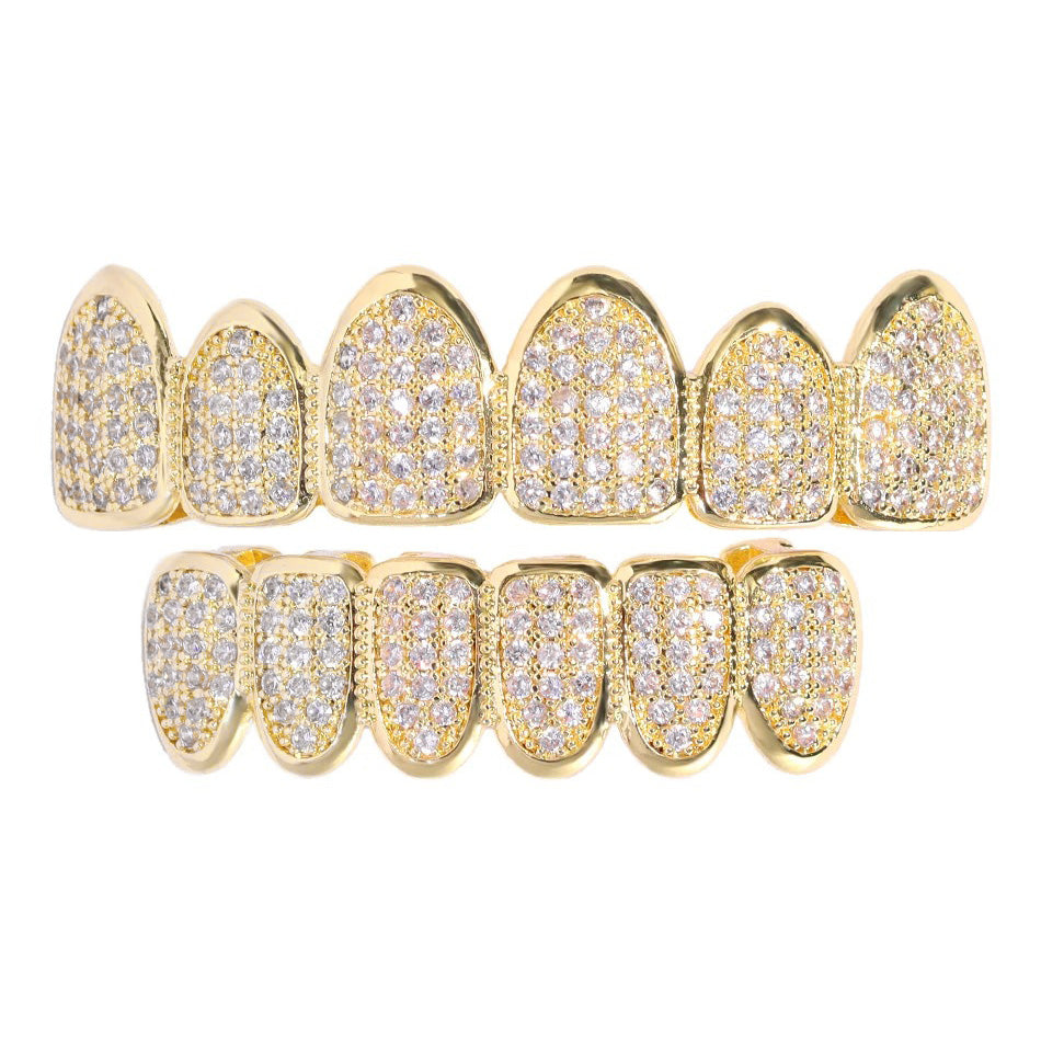 Pre-made Diamond Grillz in Yellow Gold