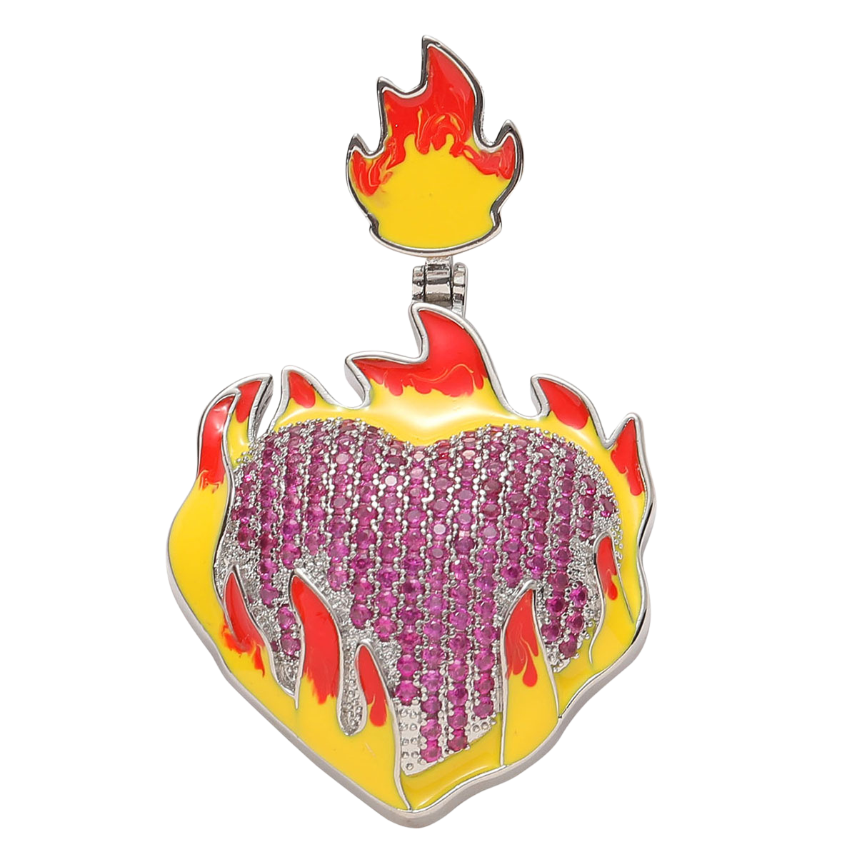 Flaming Diamond Heart Pendant