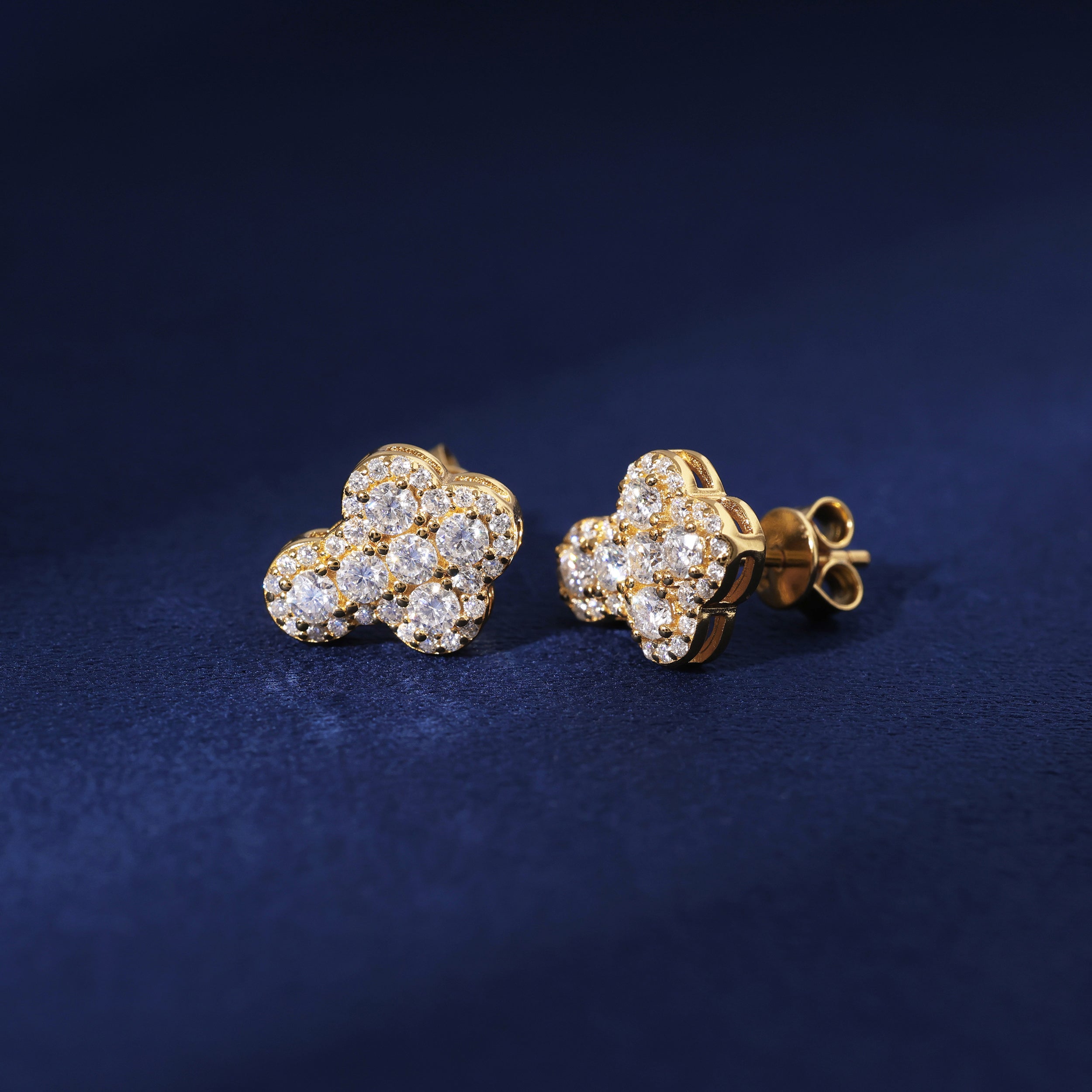 Moissanite Clustered Cross Earrings in Gold Vermeil