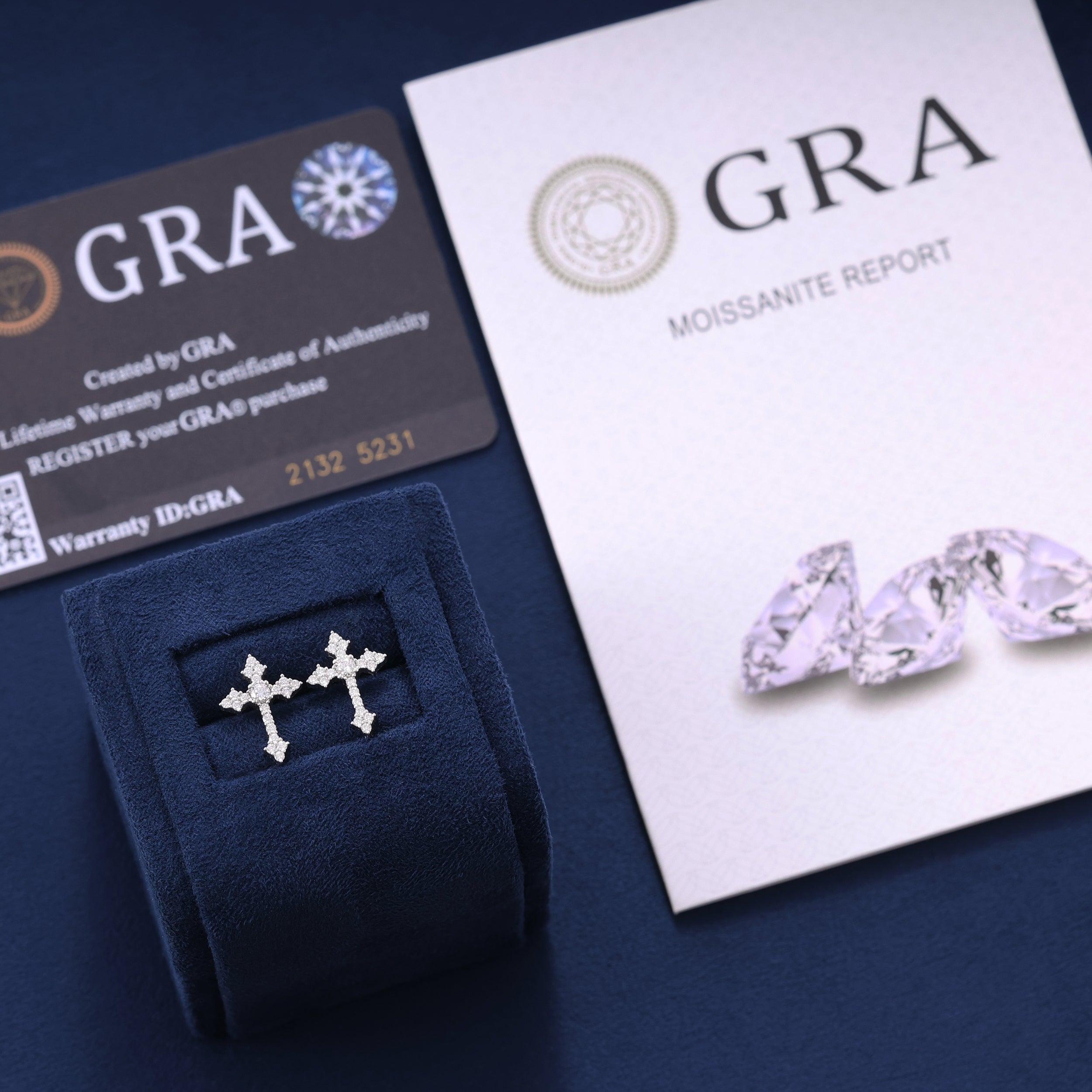 Moissanite Cross Earrings in 925 Silver