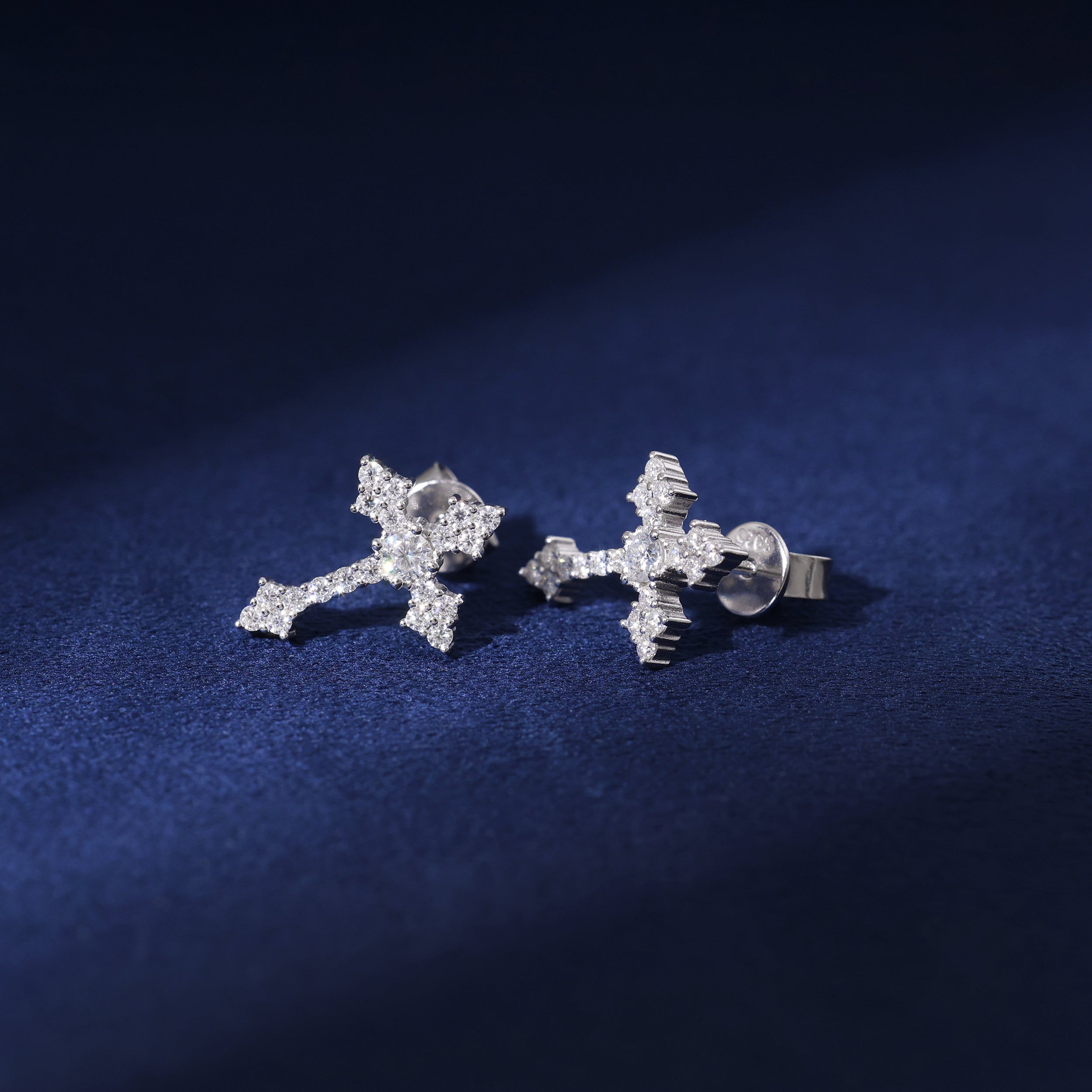 Moissanite Cross Earrings in 925 Silver
