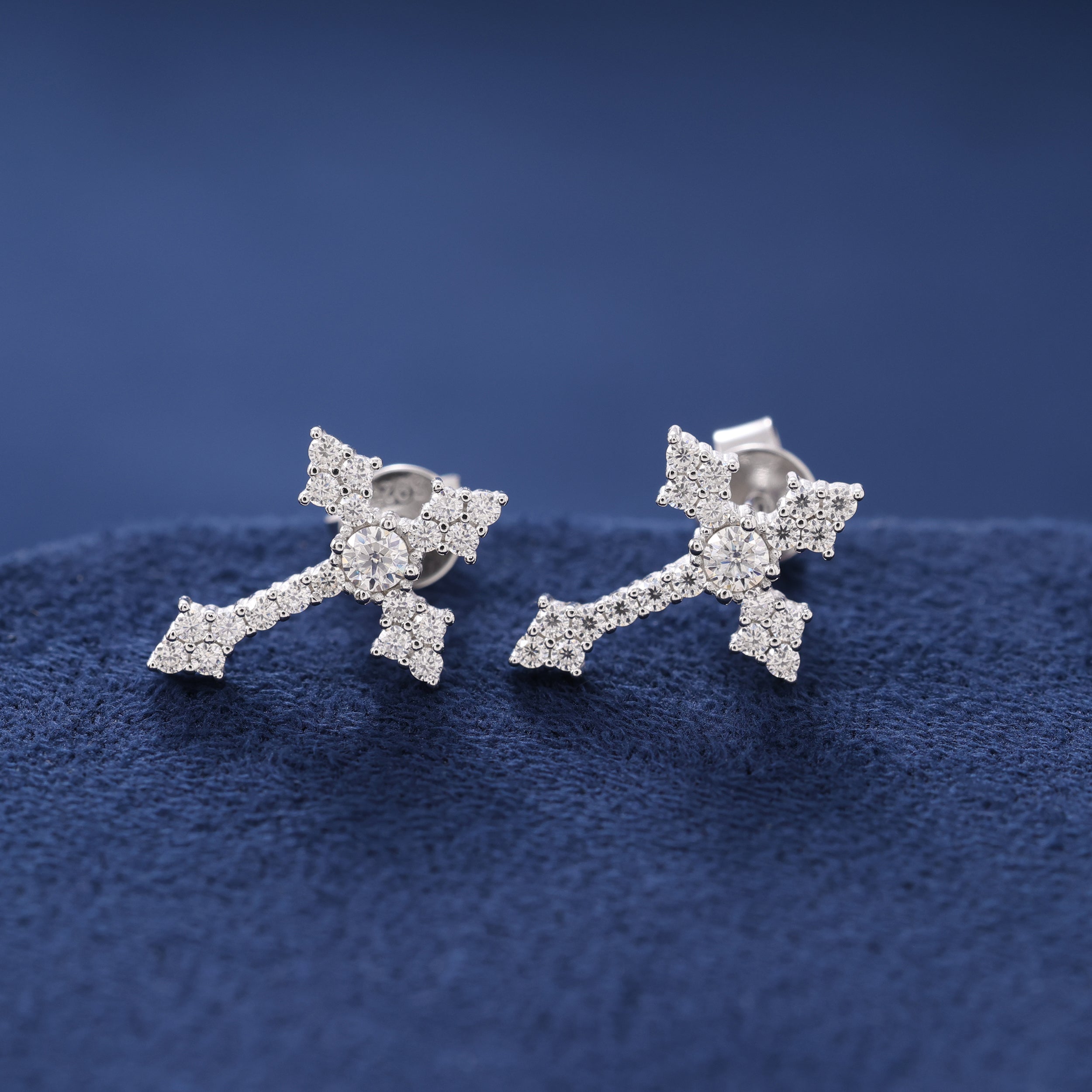 Moissanite Cross Earrings in 925 Silver