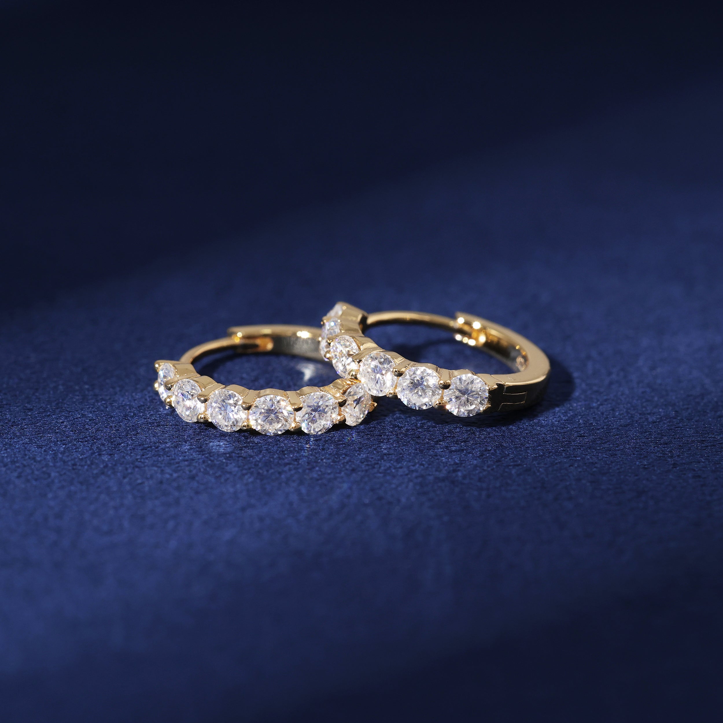 Moissanite Single Row Hoop Earrings in Gold Vermeil