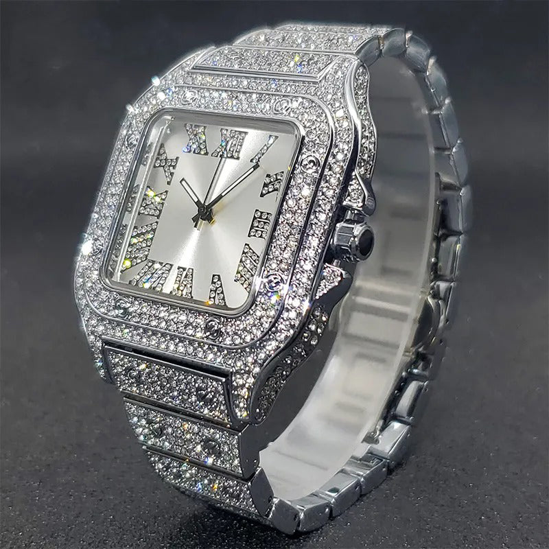 Iced Roman Dial Saints Watch in White Gold