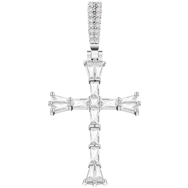 Tapered Baguette Diamond Cross Pendant